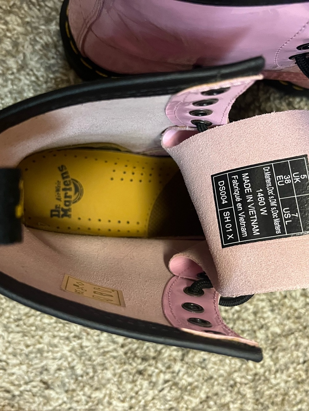 Dr. Martens Pink Patent Lace-Up Combat Boots - Picture 3 of 6